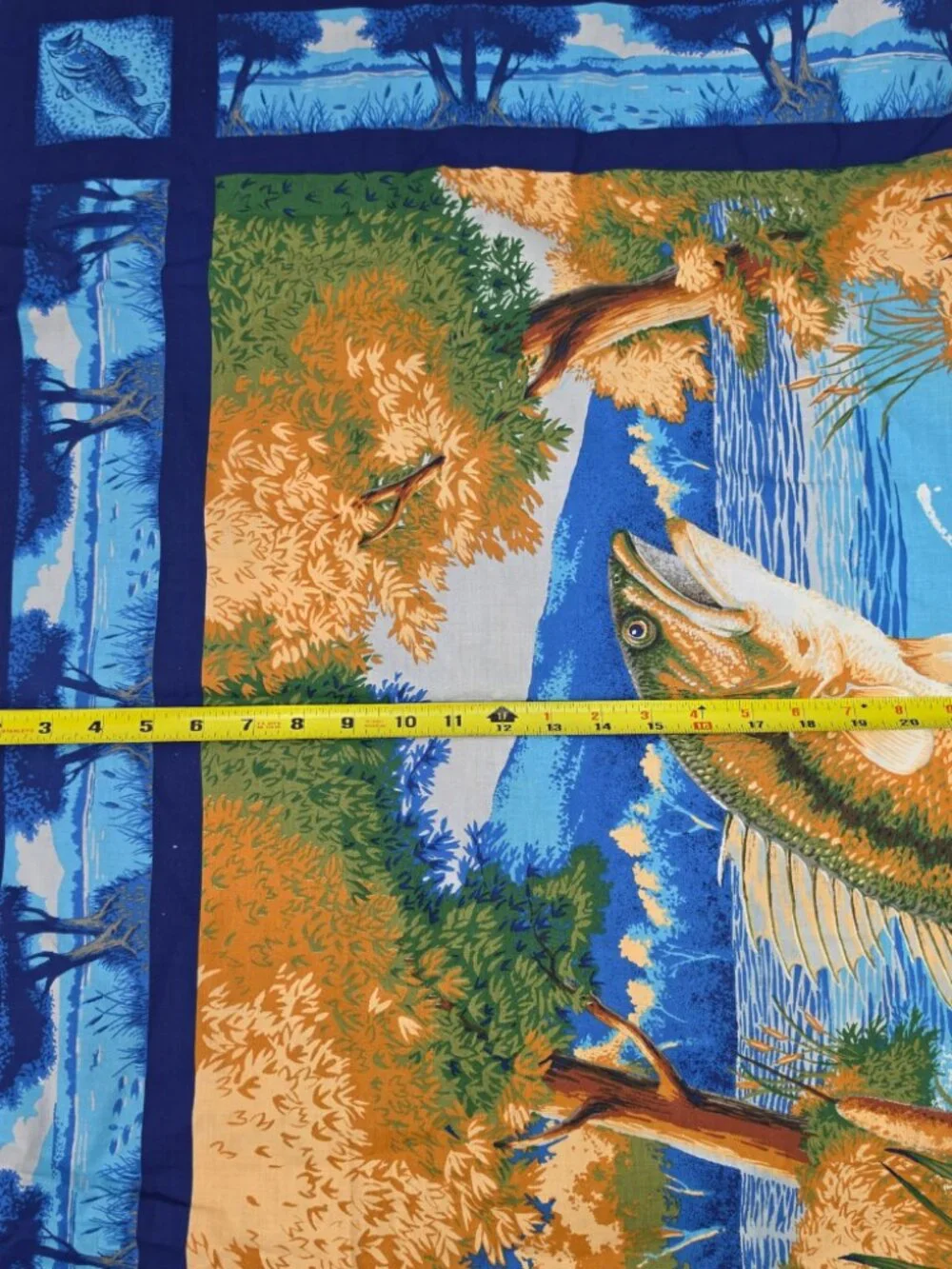 Springs Beaver Lake Fishing Tournament Fabric Panel 34x44 Wall Hanging Quilt Top